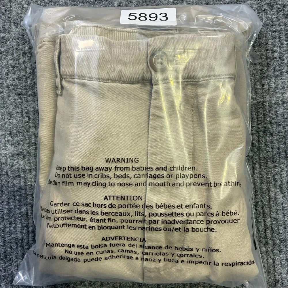 IZOD‎ Mens Chino Pants Size 36x32 Beige Cotton Linen Flat Front High Rise